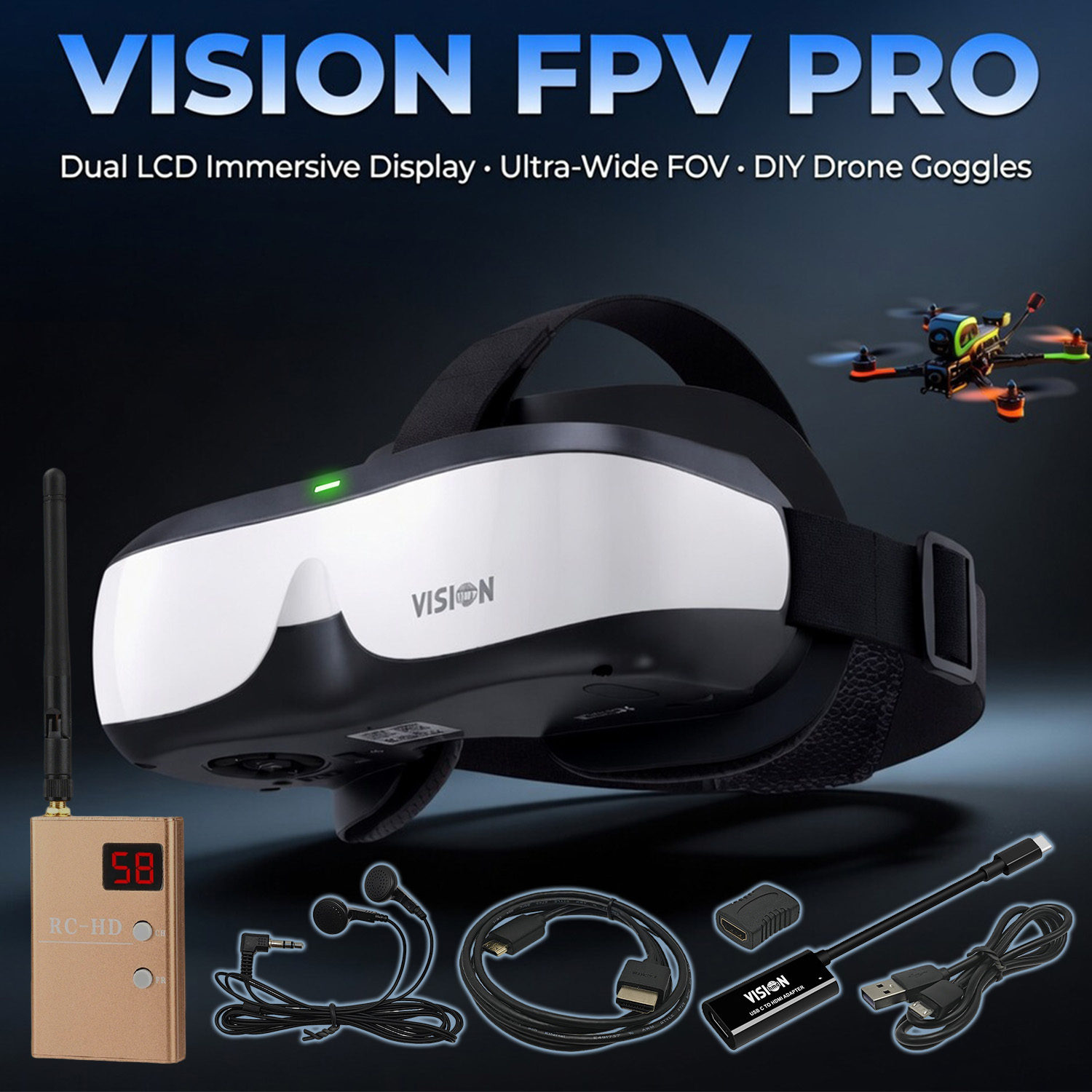 Очки FPV, накладные на голову, – обзор и цена Skyzone Sky04O Pro Fpv Goggles